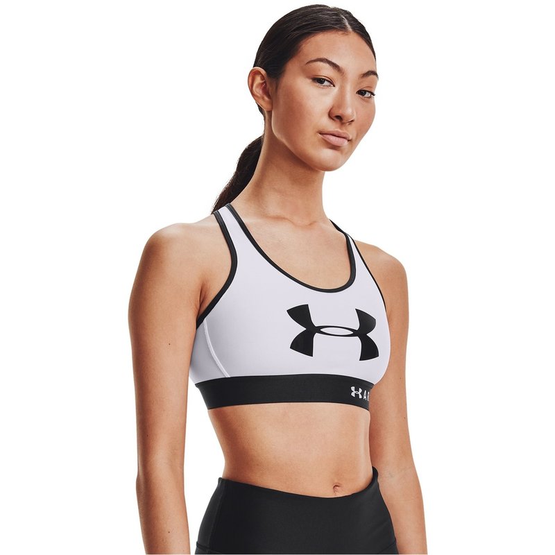 Under Armour, Mid Keyhole Sports Bra Womens, White/Black